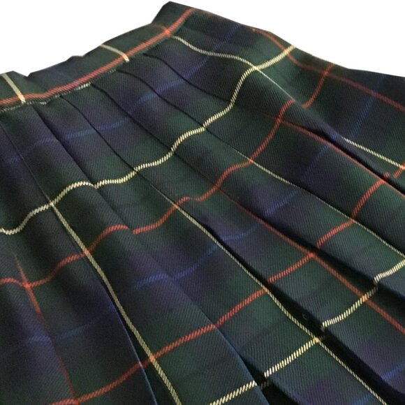 Pendleton Vintage 90s Forest Green & Blue Plaid Wool Skirt - Picture 6 of 9